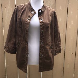 Light Brown Jacket W/Grommets, 3/4 Sleeve Sz 1X